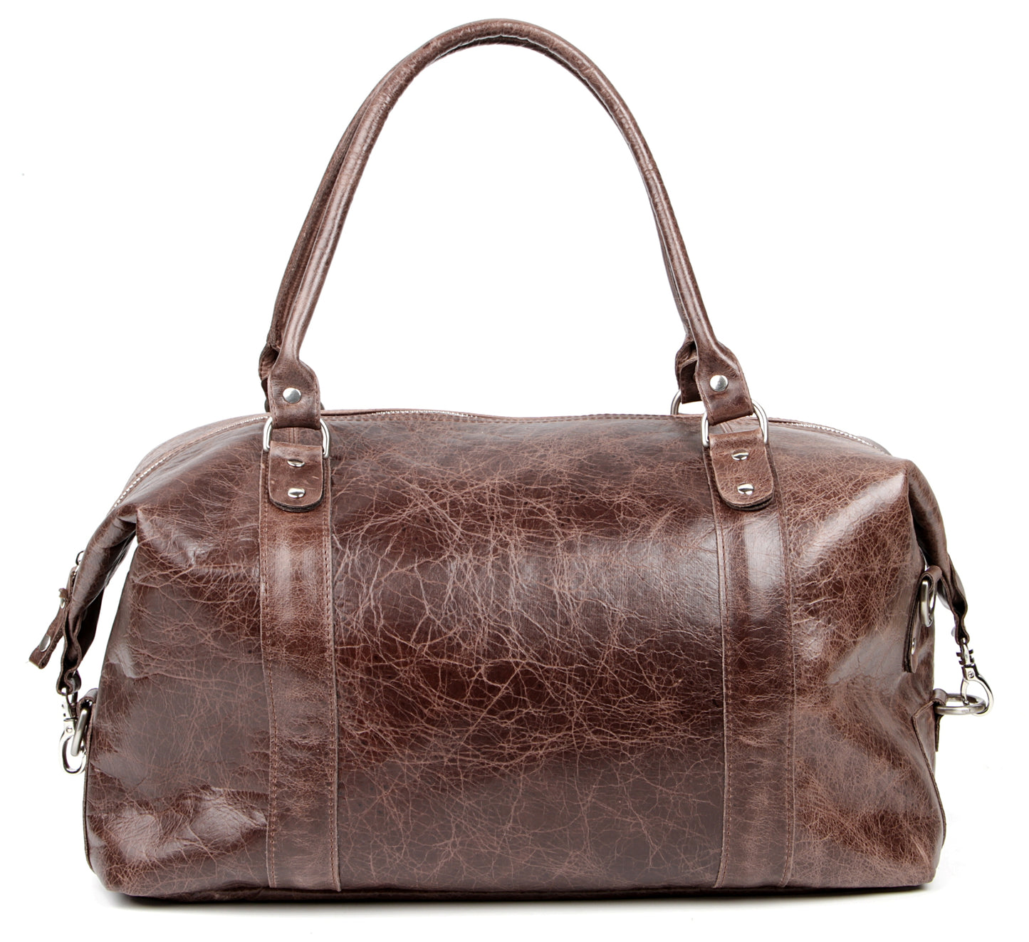 Brown SHVIGEL Travel Bag 00905 - Genuine Leather, Made in Ukraine