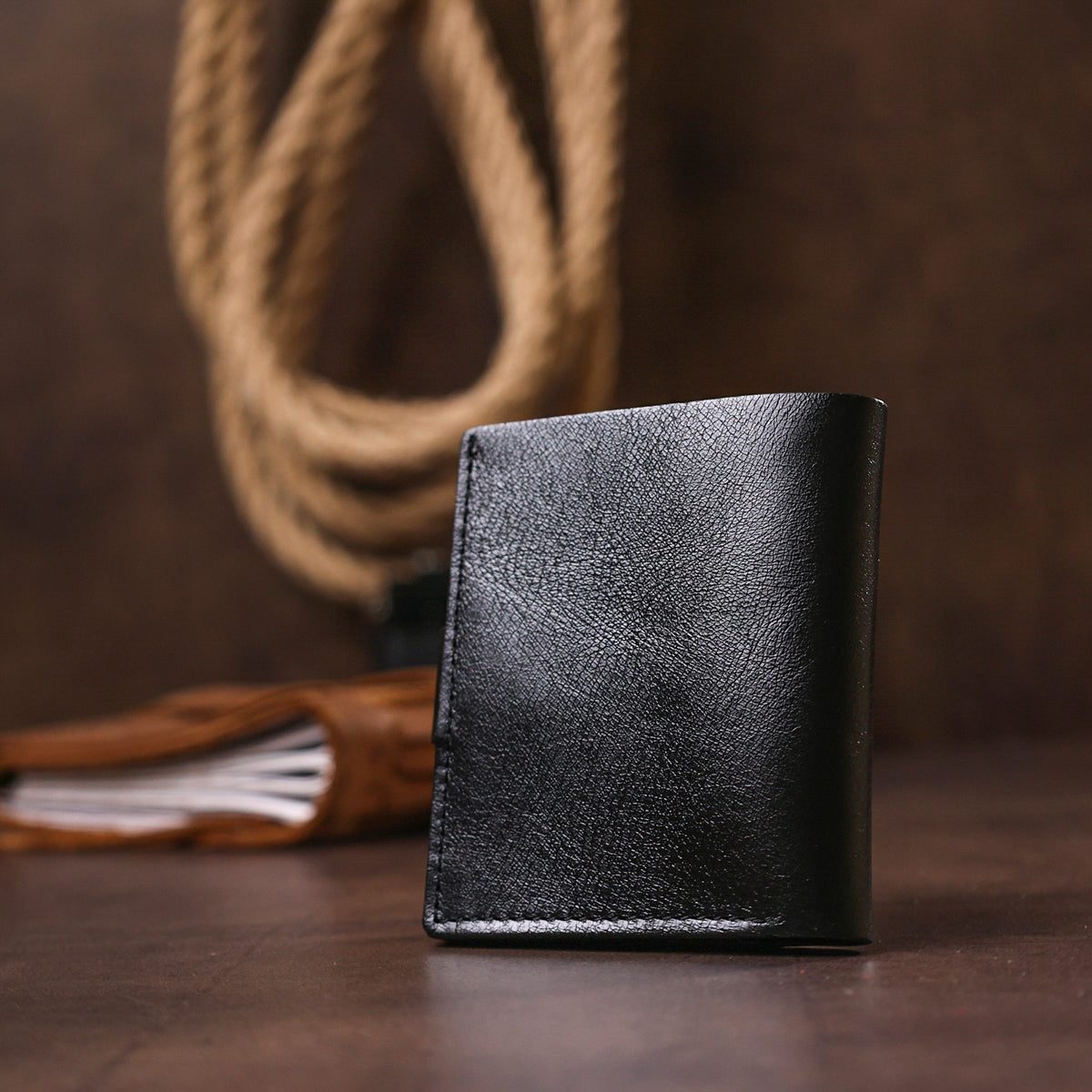 Men's Glossy Leather Wallet SHVIGEL 16481 Black - Natural Leather Craftsmanship