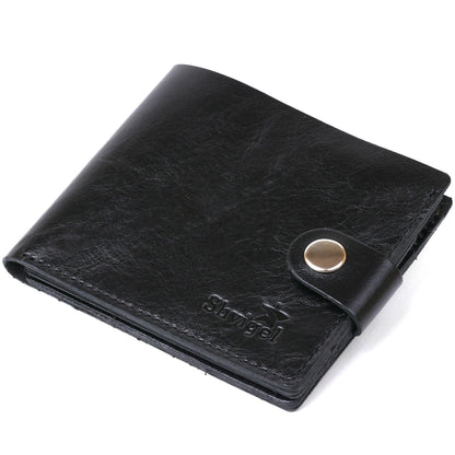 Men's Slim Leather Wallet SHVIGEL 16460 Black Genuine Leather, Ukraine Made