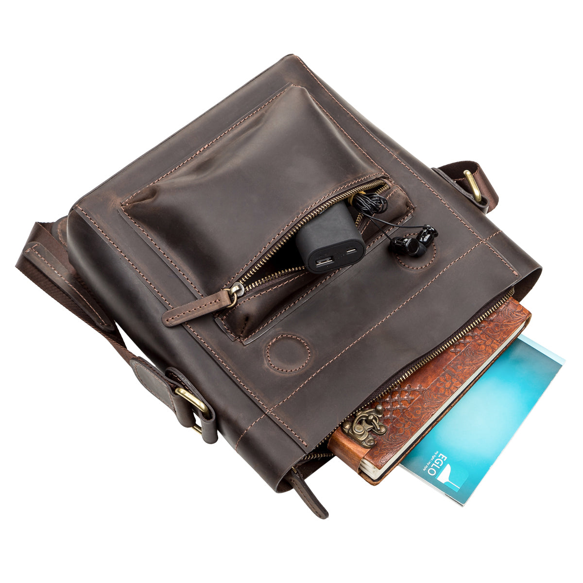 Men's Leather Bag SHVIGEL 11095 Brown Natural Leather High-Quality Design