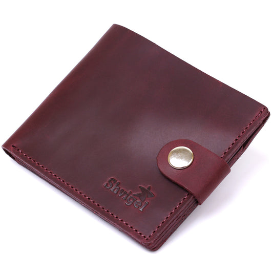 Leather Vintage Wallet SHVIGEL 16436 Burgundy | Natural Leather, Ukraine Made