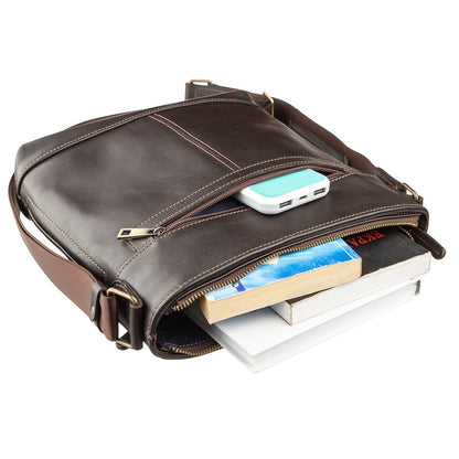 Men's Multifunctional Bag SHVIGEL 11178 Brown Smooth Leather - Natural Leather Quality