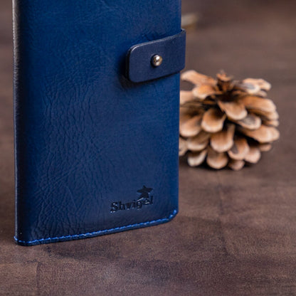 Unisex Leather Wallet SHVIGEL 16201 Blue - Genuine Leather, Ukrainian Craftsmanship