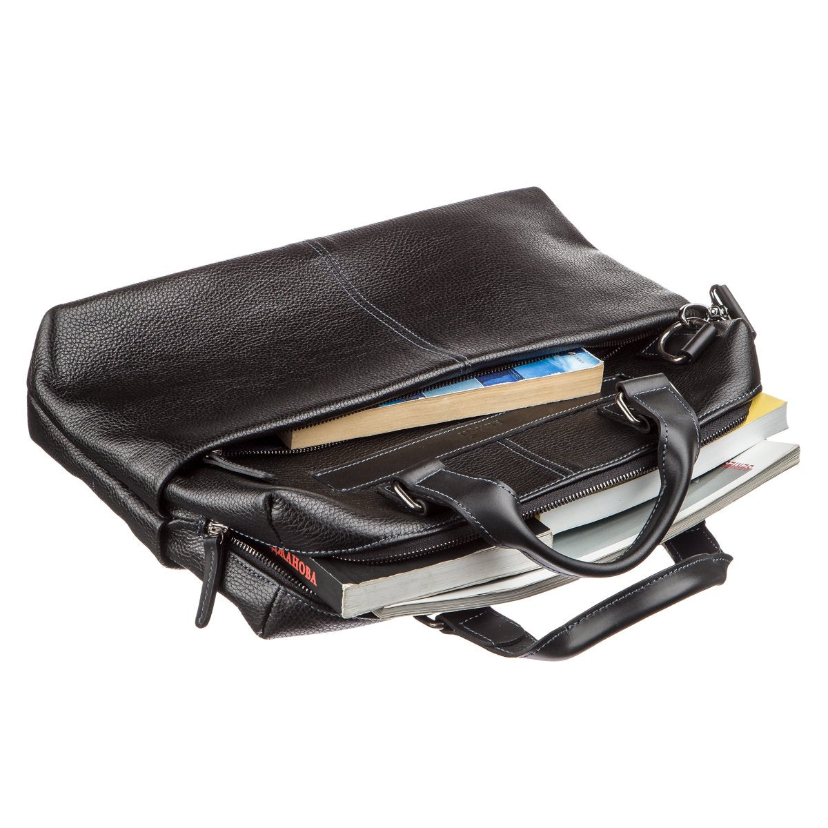 Leather Laptop Bag SHVIGEL 11243 Black Natural Leather Handmade Design