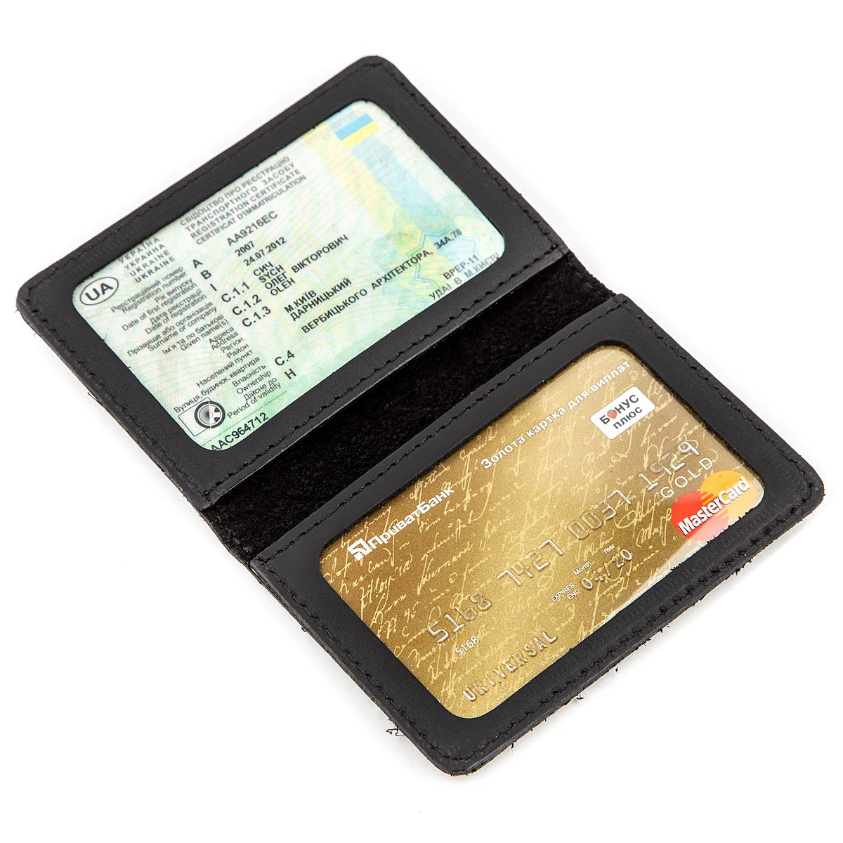 Leather ID Case SHVIGEL 13944 Black Natural Leather with Premium Quality Finish