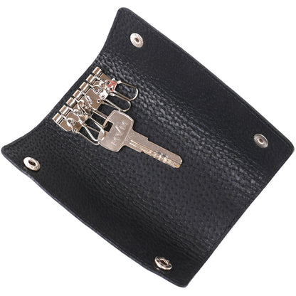 Stylish Leather Key Holder SHVIGEL 16529 Black Natural Leather for Keys