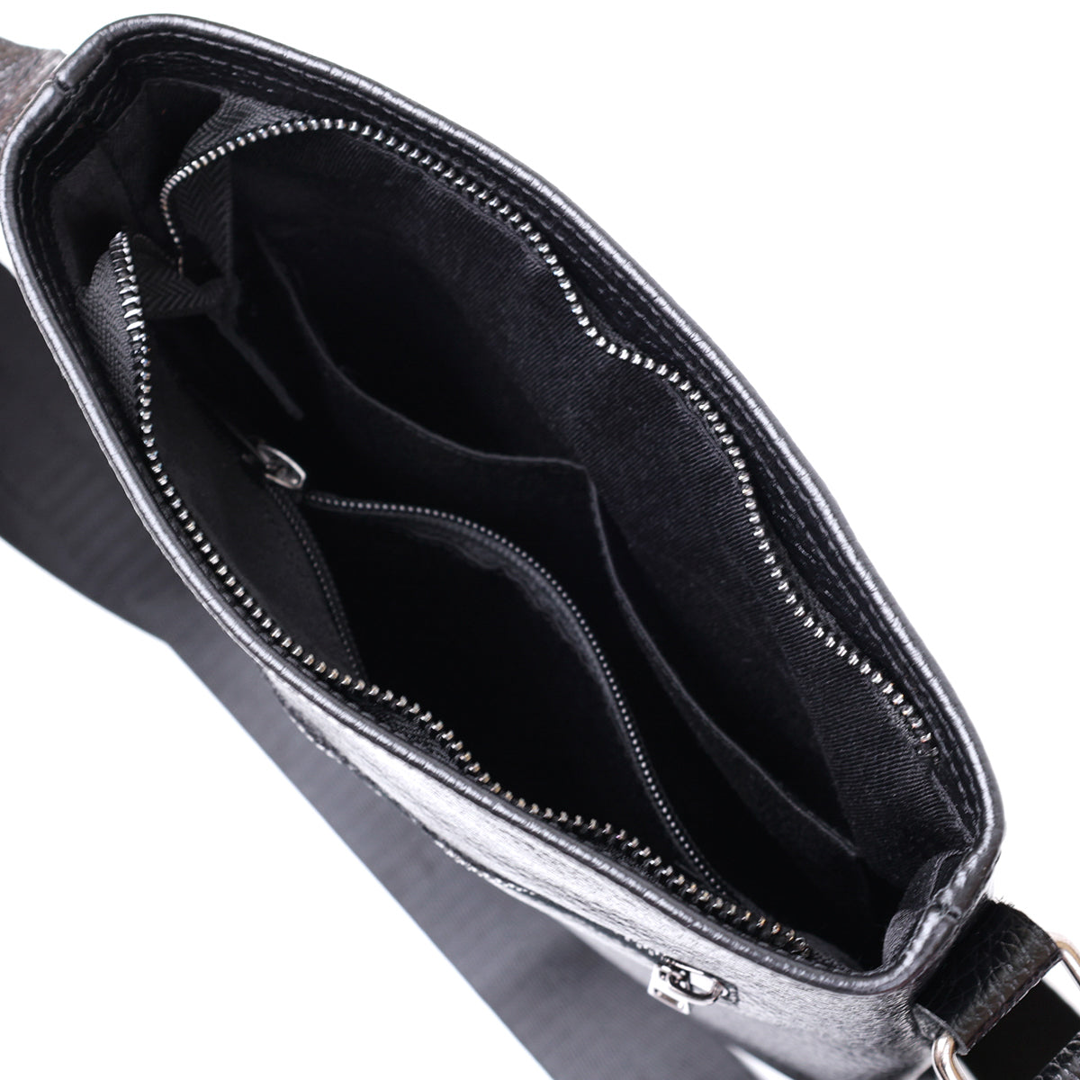 Stylish Leather Shoulder Bag for Men by SHVIGEL 11604 in Black, Made of Natural Leather