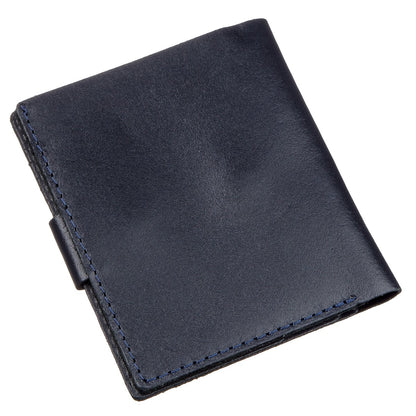 Vertical Men's Leather Wallet with Coin Pocket SHVIGEL 16224 Blue - Genuine Leather from Ukraine
