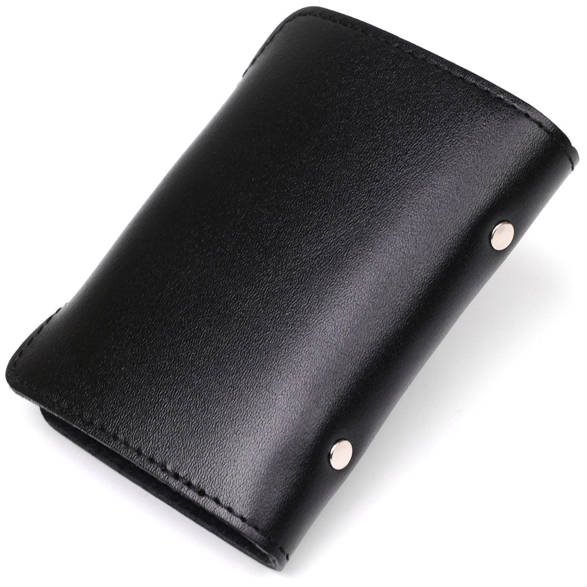 Vertical Holder SHVIGEL 13911 Leather Black for Business Cards - Handmade in Ukraine