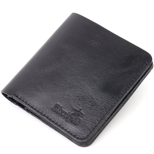Men's Small Leather Wallet SHVIGEL 16606 Black Genuine Leather Quality Craftsmanship