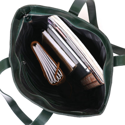 Leather Women's Shopper Bag SHVIGEL 16367 Green Made in Ukraine Genuine Leather