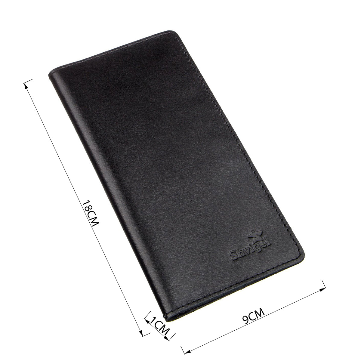 Vertical Leather Wallet SHVIGEL 13991 Black Genuine Leather with Slim Design