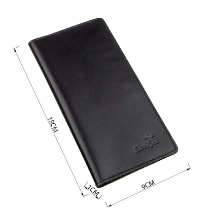 Vertical Leather Wallet SHVIGEL 13991 Black Genuine Leather with Slim Design