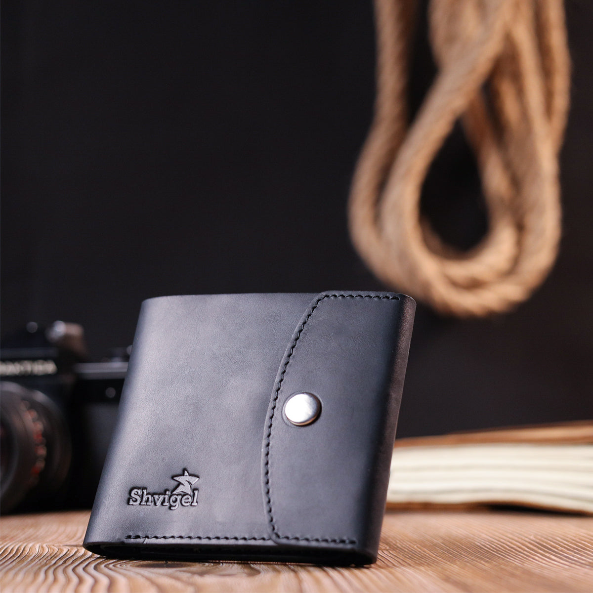 Matte Leather Men's Wallet SHVIGEL 16612 Black Made in Ukraine Genuine Leather
