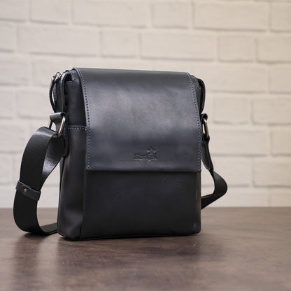 Men's Matte Leather Bag SHVIGEL 11173 Black Natural Leather Stylish Design