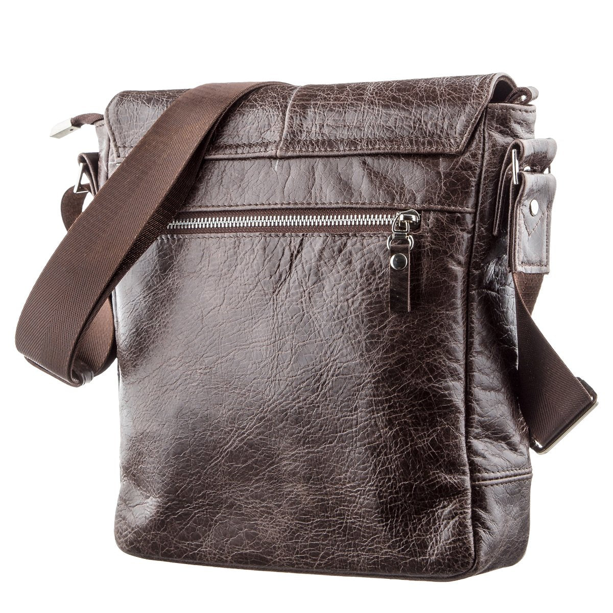 Leather Messenger Bag SHVIGEL 00795 Brown Natural Leather Handmade in Ukraine