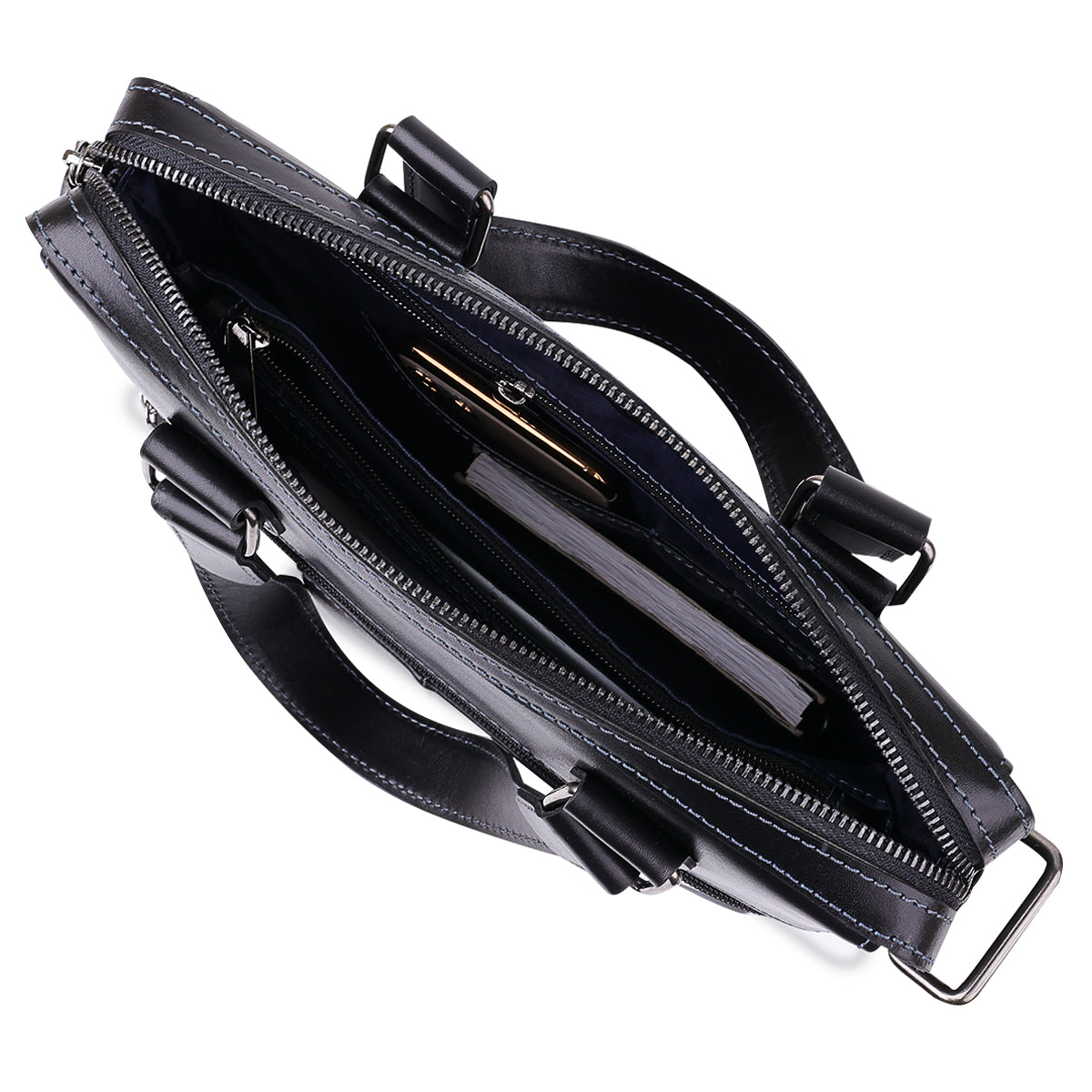 Genuine Leather Men's Bag SHVIGEL 11287 Black, Handcrafted in Ukraine, Durable Design