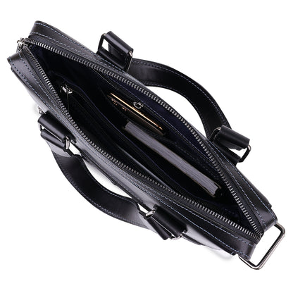 Genuine Leather Men's Bag SHVIGEL 11287 Black, Handcrafted in Ukraine, Durable Design