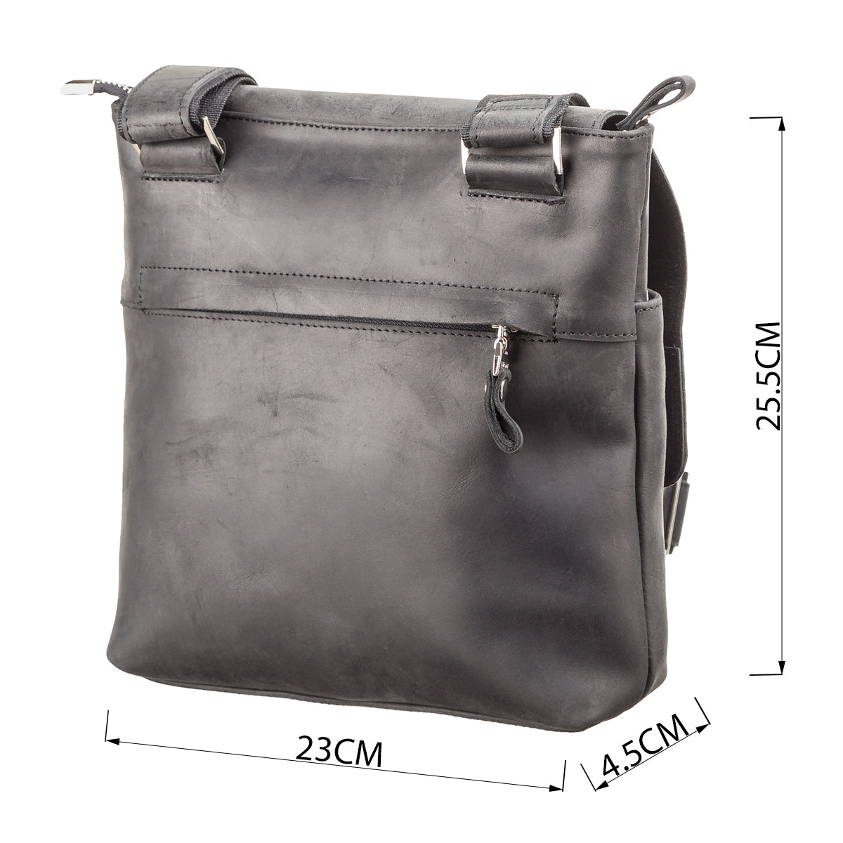 Vintage Leather Bag SHVIGEL 11078 Black Natural Leather Made in Ukraine
