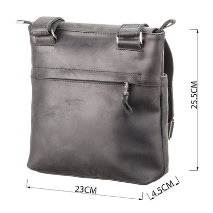 Vintage Leather Bag SHVIGEL 11078 Black Natural Leather Made in Ukraine