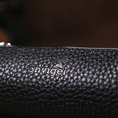 Unisex Leather Key Holder SHVIGEL 16536 Black Made from Natural Leather for Keys