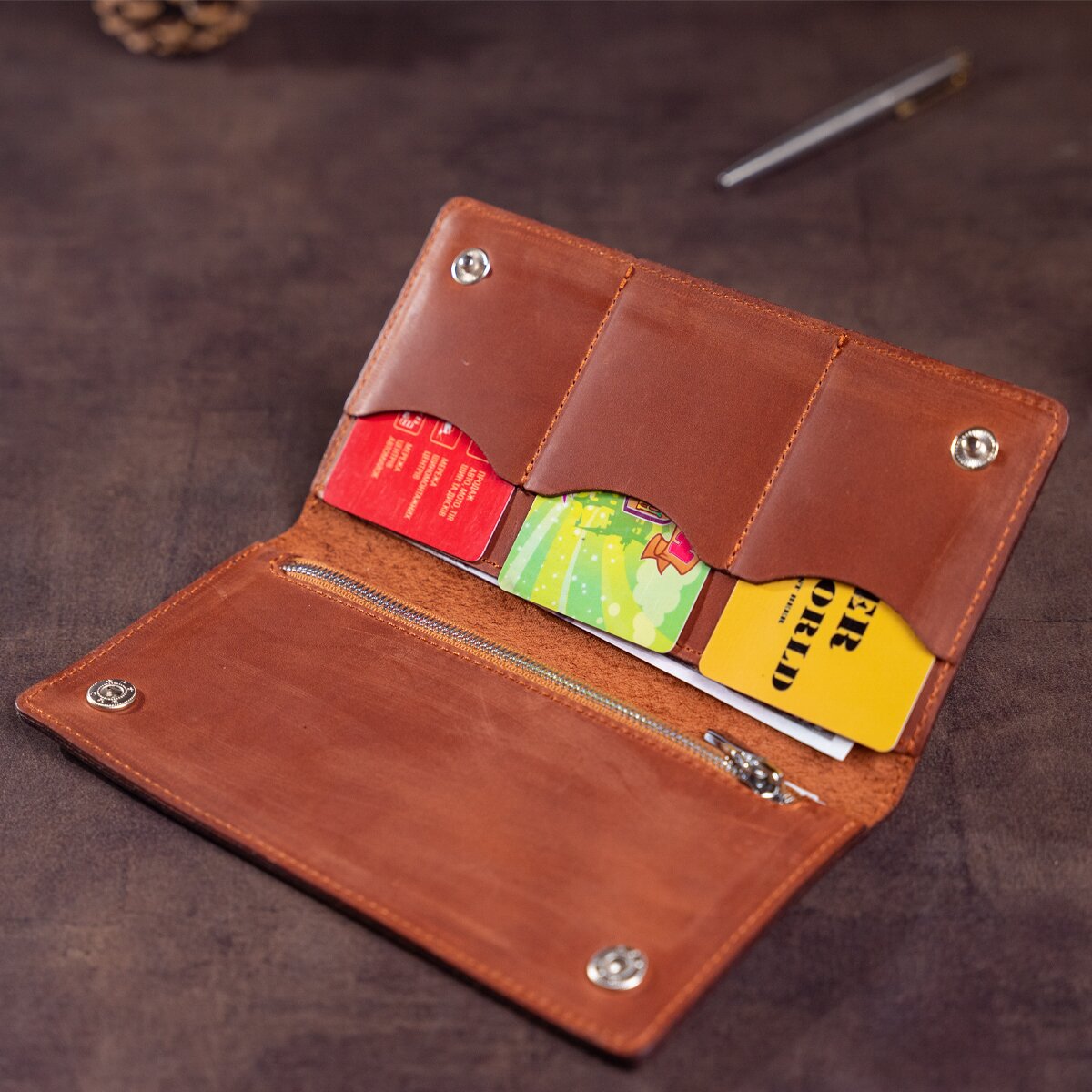 Men's Vertical Wallet SHVIGEL 16199 Red Matte Genuine Leather from Ukraine