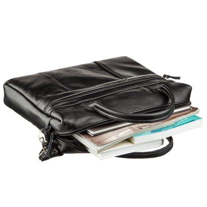 Men's Soft Leather Bag SHVIGEL 15306 Black - Handmade from Genuine Leather, Ukraine