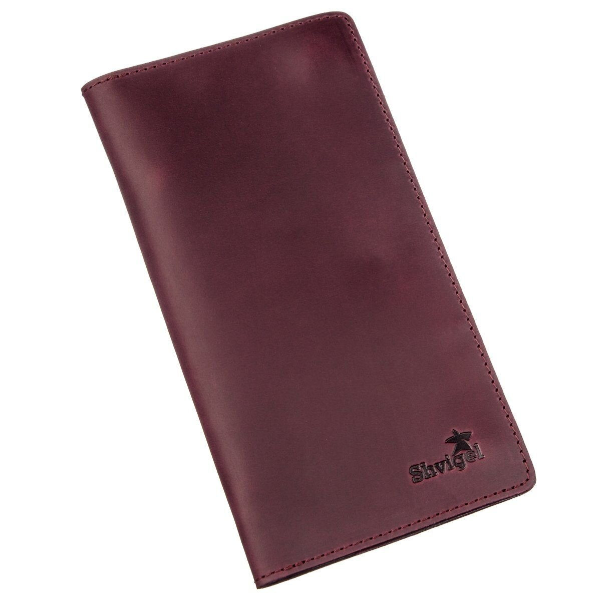 Women's Leather Wallet with Snap Closure SHVIGEL 16196 Mat Finish Burgundy, Made in Ukraine