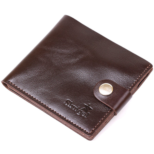 Leather Men's Wallet SHVIGEL 16443 Brown Natural Leather Handmade from Ukraine