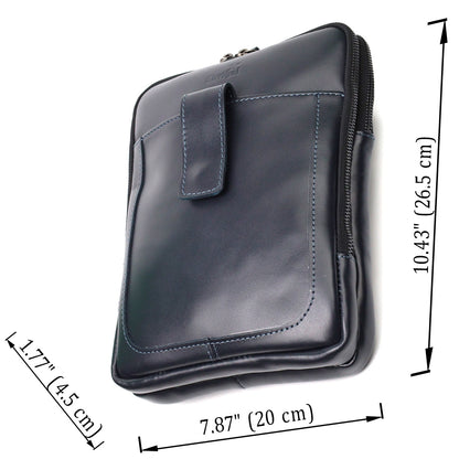 Stylish Men's Shoulder Bag SHVIGEL 22142 Blue Genuine Leather from Ukraine
