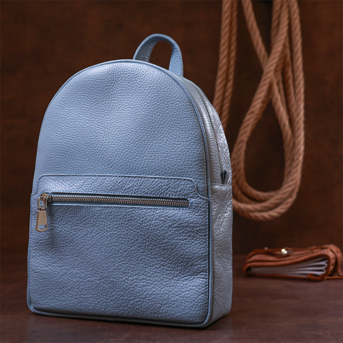 Leather Women's Backpack SHVIGEL 16303 Blue Genuine Leather Made in Ukraine