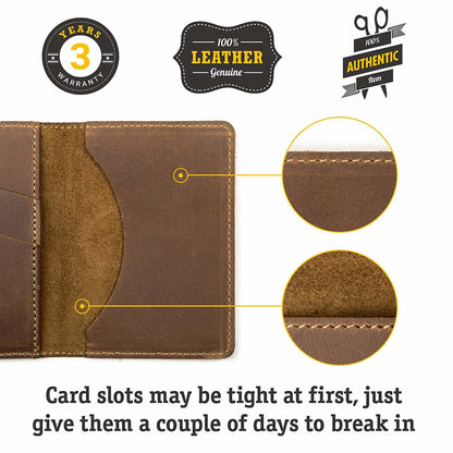 Leather Business Card Holder SHVIGEL 16146 Brown Premium Natural Leather