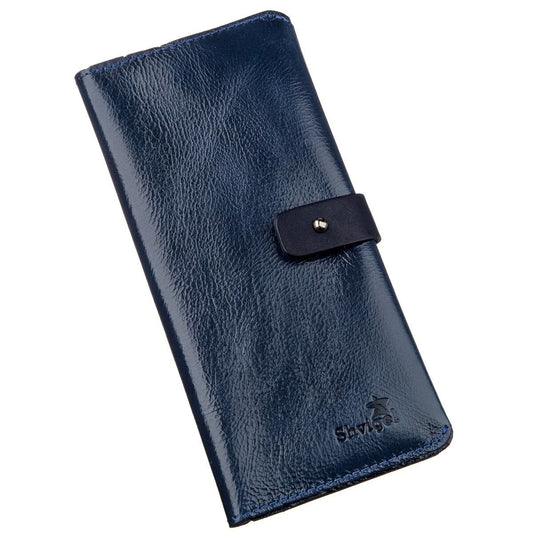 Unisex Leather Wallet SHVIGEL 16201 Blue - Genuine Leather, Ukrainian Craftsmanship