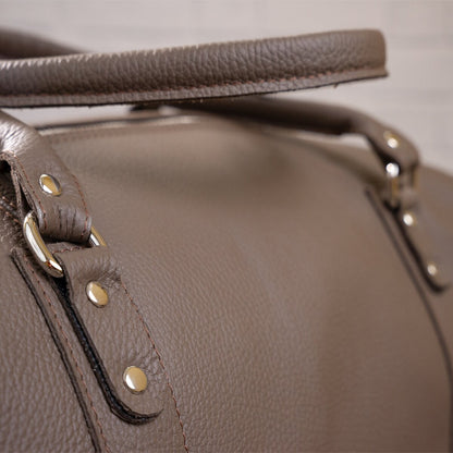 Travel Bag SHVIGEL 00889 Gray Genuine Leather Made in Ukraine