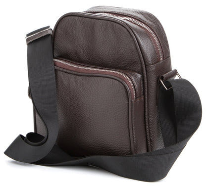 Leather Messenger Bag SHVIGEL 00899 Brown Genuine Leather, Made in Ukraine