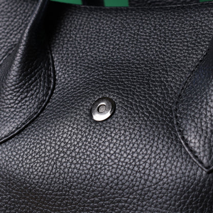 Leather Handbag by SHVIGEL 22829 - Elegant Black Design with Two Handles from Ukraine
