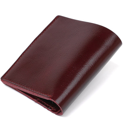 Glossy Leather Women's Wallet SHVIGEL 16484 Burgundy Natural Leather Made in Ukraine