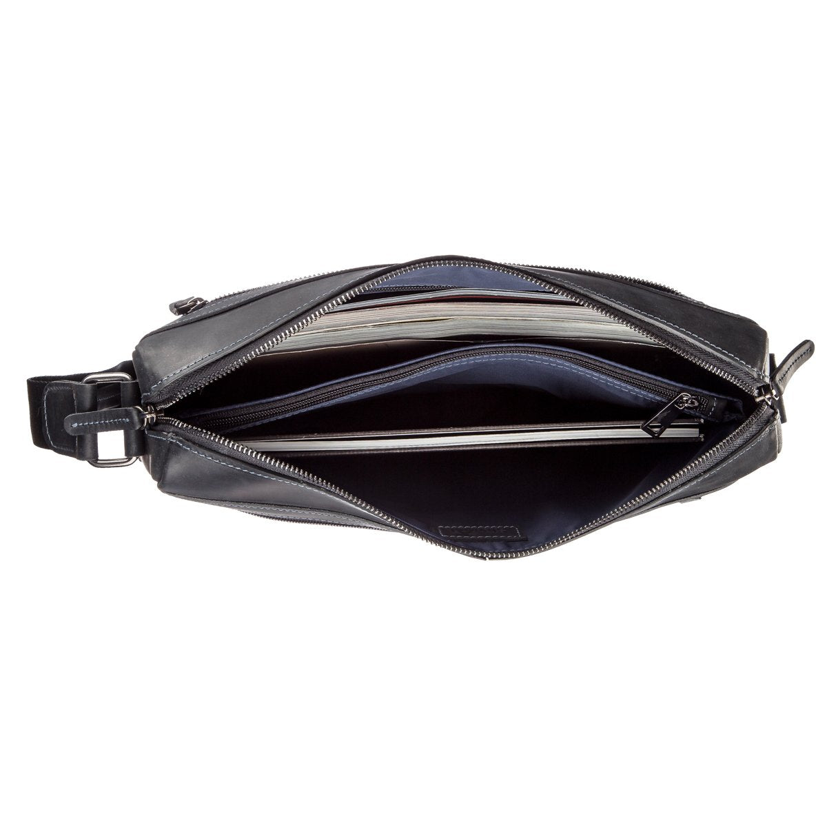 Men's Leather Shoulder Business Bag SHVIGEL 11246 Black Genuine Leather Durable Design