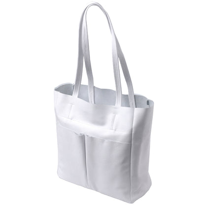 Practical White Leather Shopper Bag SHVIGEL 22844 - Made in Ukraine, Premium Quality