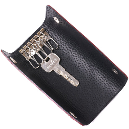 Leather Key Holder SHVIGEL 16532 Burgundy, Made in Ukraine, Genuine Leather, Key Organizer