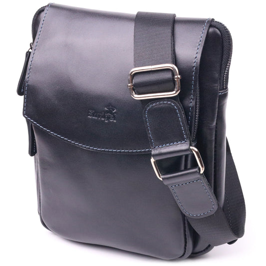 Men's Smooth Genuine Leather Bag SHVIGEL 18721 Black - Premium Quality Ukraine