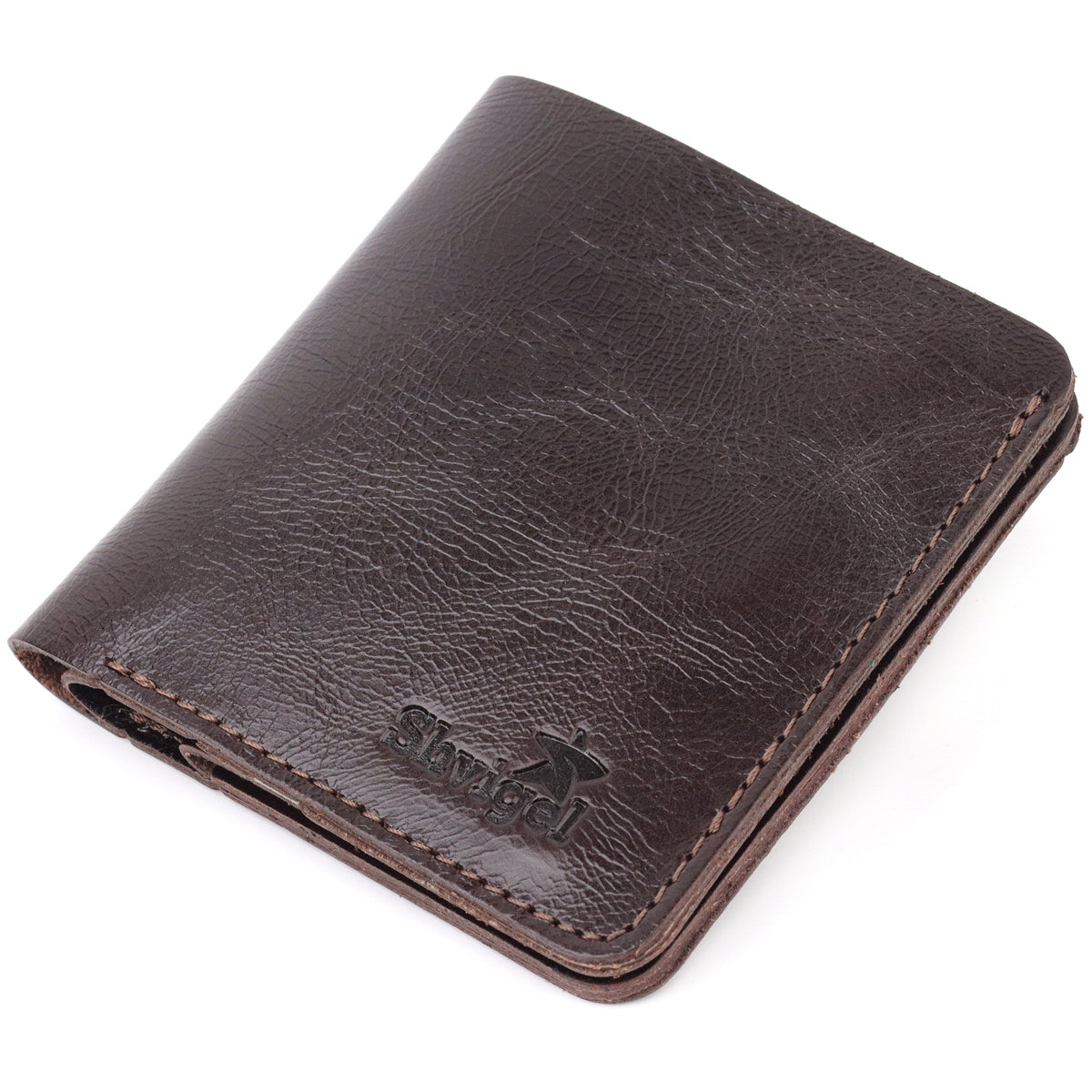 Stylish Men's Leather Wallet SHVIGEL 16610 Brown Genuine Leather Material