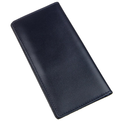 Vertical Wallet SHVIGEL 13993 Blue Natural Leather Handmade from Ukraine