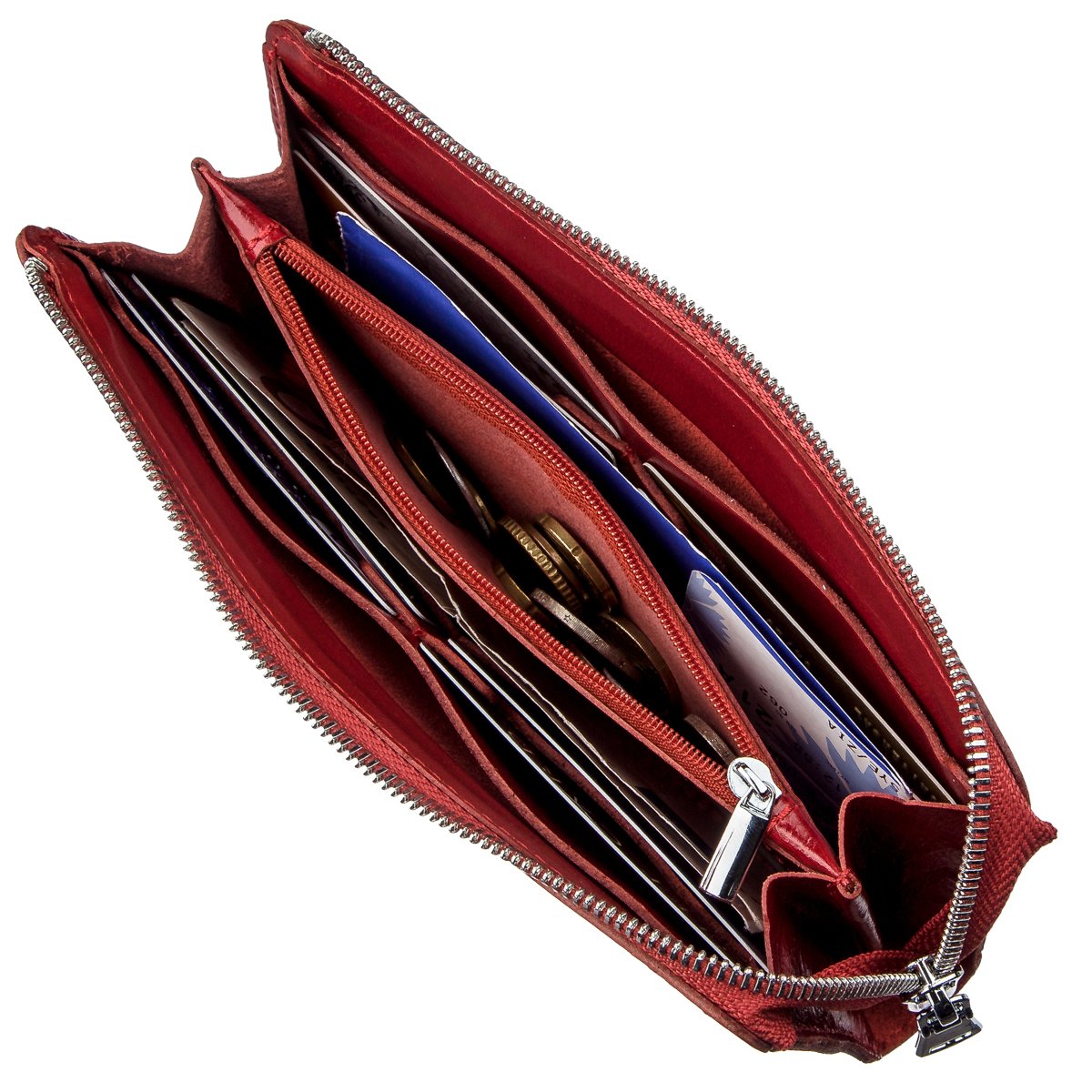Bright Red Leather Clutch for Women by SHVIGEL Model 16185 Made in Ukraine Natural Leather