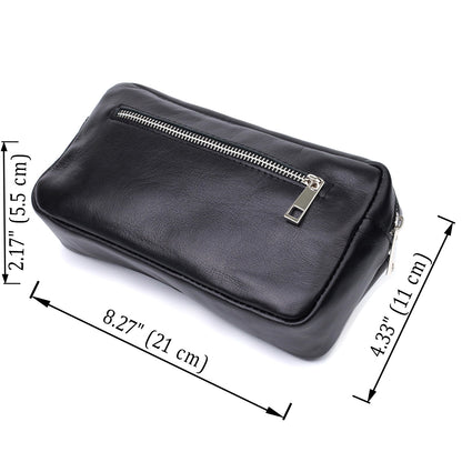 Rectangular Men's Banana Bag SHVIGEL 22825 Black Glossy Leather Made in Ukraine