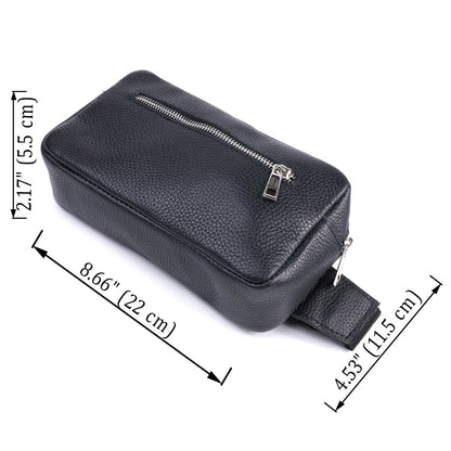 Men's Leather Sling Bag SHVIGEL 22826 Black Genuine Leather, Durable Design