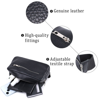 Men's Leather Sling Bag SHVIGEL 22826 Black Genuine Leather, Durable Design