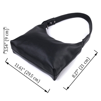 Shoulder Bag SHVIGEL 22827 Black Natural Leather Flotar - Made in Ukraine