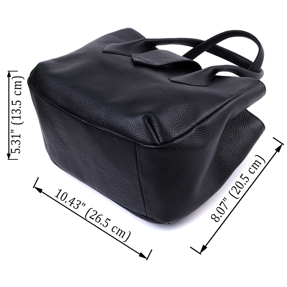 Leather Handbag by SHVIGEL 22829 - Elegant Black Design with Two Handles from Ukraine