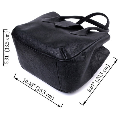 Leather Handbag by SHVIGEL 22829 - Elegant Black Design with Two Handles from Ukraine